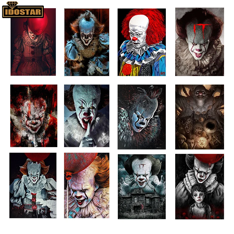 Full Square Drill 5d Diy Diamond Painting &quothorror It Clown&quot3d Embroidery Mosaic Cross Stitch Rhinestone Home Decoration | Дом и сад