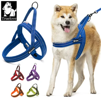 

Truelove Soft Mesh Padded Nylon Dog Harness Vest 3M Reflective Security Dog Collar Easy Put on Pet Harness Vehicle Harnesses