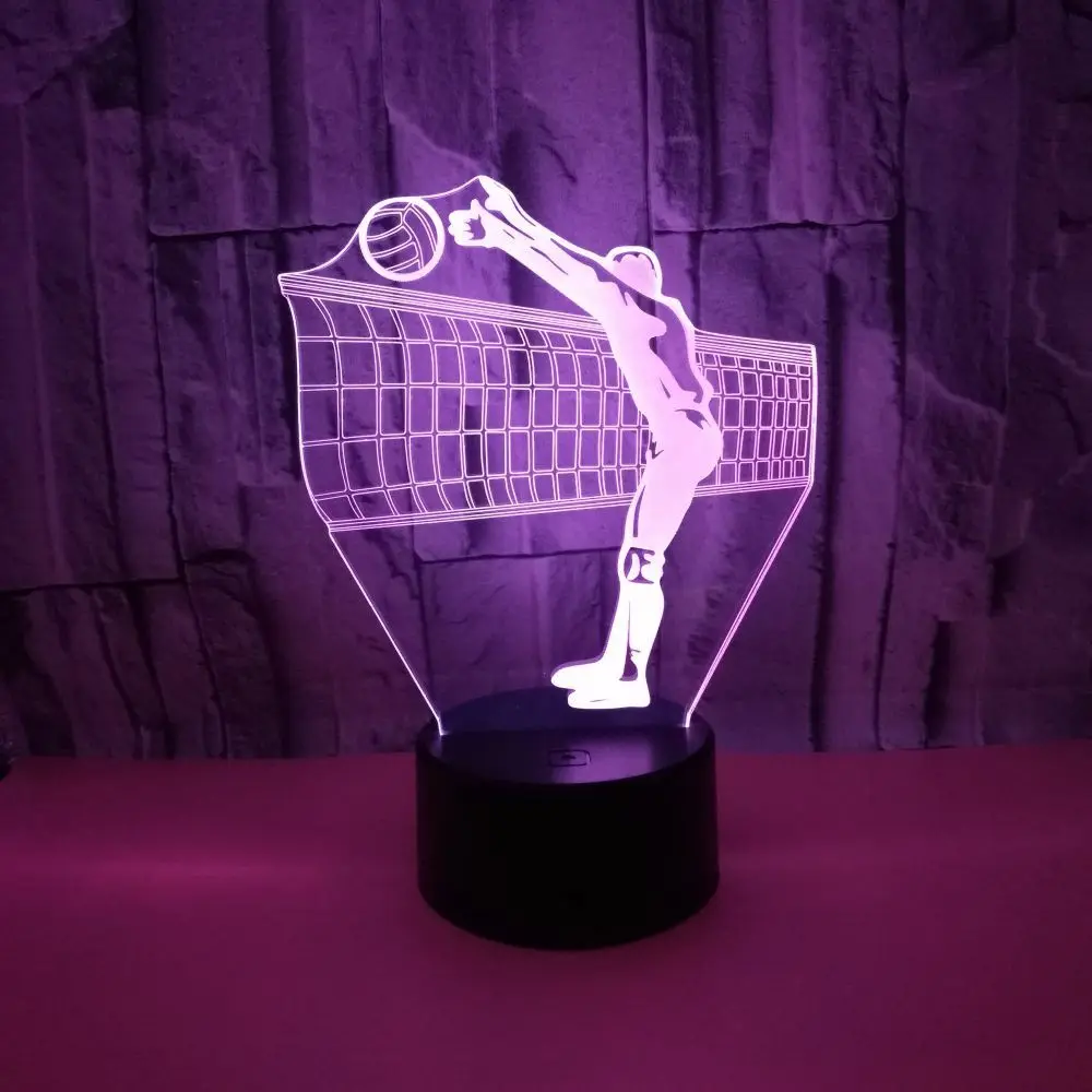 

Cross Border Electricity Supplier Supply of Goods Play Volleyball Colorful 3D Small Table Lamp 3D Night Lamp Colorful Touch Remo