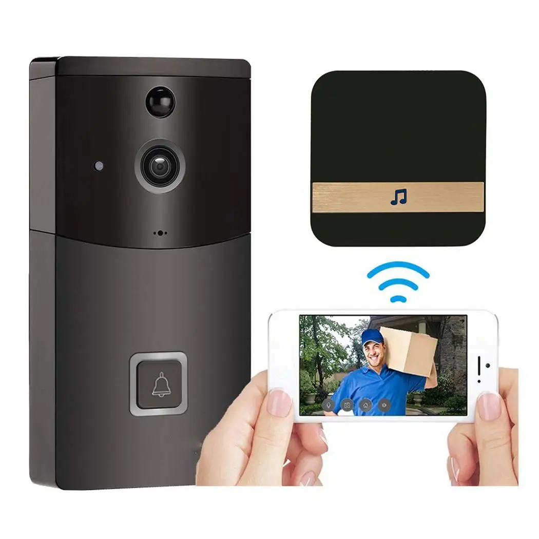 

Durable Intelligent Wifi Voice Intercom Doorbell Home Smart Monitoring 720p Doorbell Single 8GB Storage Card