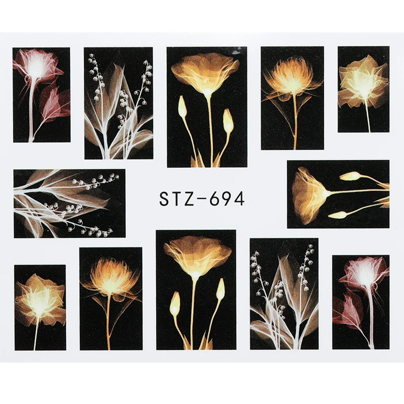 RWTT цветок серии ногтей переводные наклейки воды Полный Обертывания цветы и листья ногтей Советы DIY наклейки для ногтей