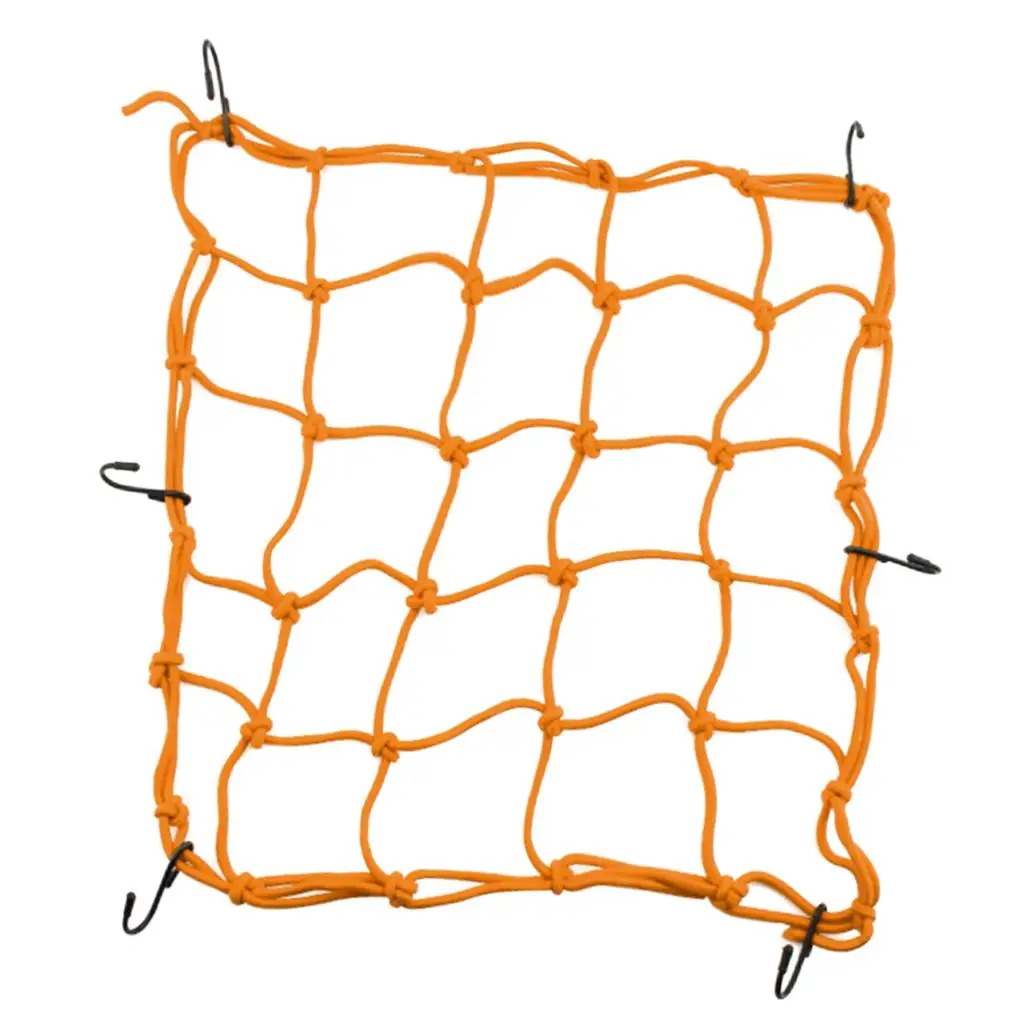 6 Hooks Motorbike Motorcycle Cargo Hold Down Net Yellow 40*40cm