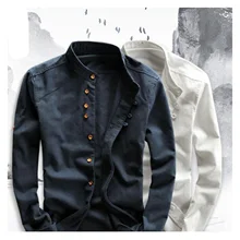 

2021 NEW Men's Cotton Linen Shirts Long Sleeve Men Casual Slim Mandarin Collar Shirts High Quality Summer Beach Shirt plus size