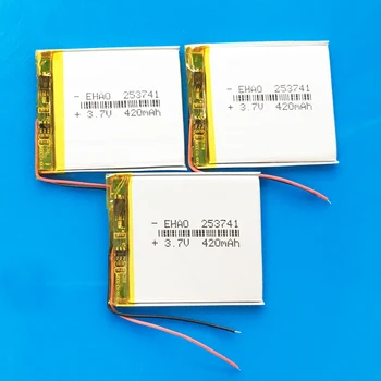 

3 pcs 253741 3.7V 420mAh lipo lithium polymer rechargeable battery for MP3 GPS bluetooth headset camera smart watch
