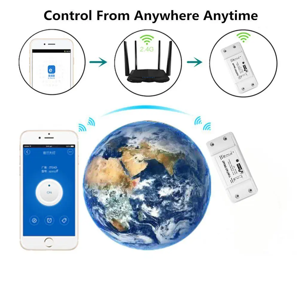 1/4Pcs DIY Wi-Fi Smart Light Switch Universal Breaker Timer Ewelink APP Wireless Remote Control Works With Alexa Google Home