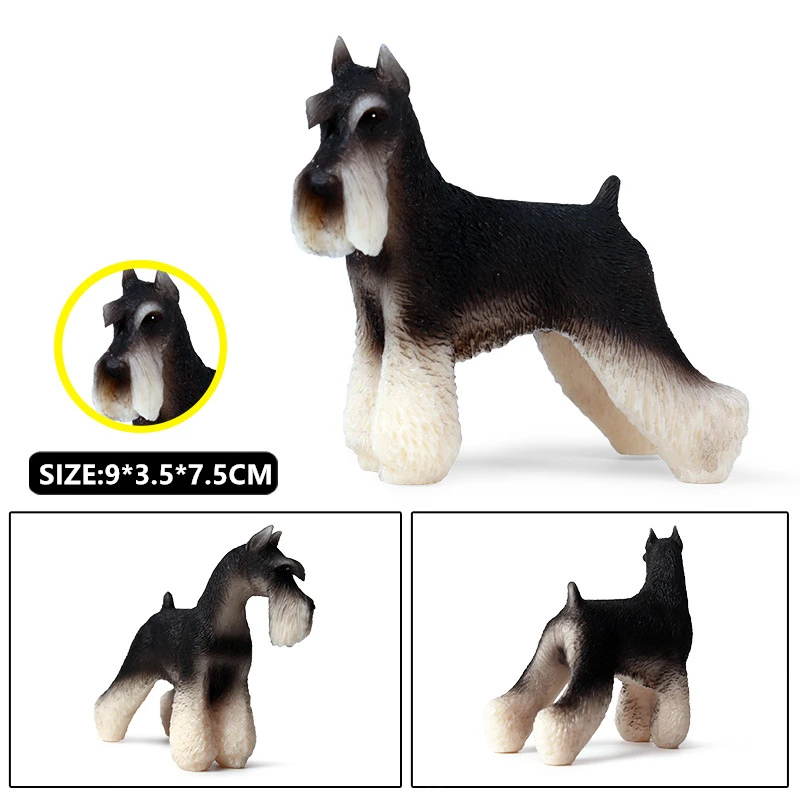 Children's Solid static simulation animal model new schnauzer dog old dog dog model toy Collecting gifts Toy model