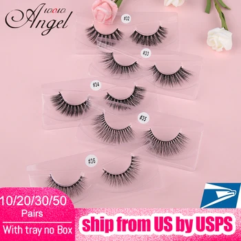 

WOWANGEL Faux Mink Eyelashes Bulk Wholesale 10/20/30/50 Pairs Lot Hand Made Full Strip Eyelash Eyelash Extension Silk Eyelashes