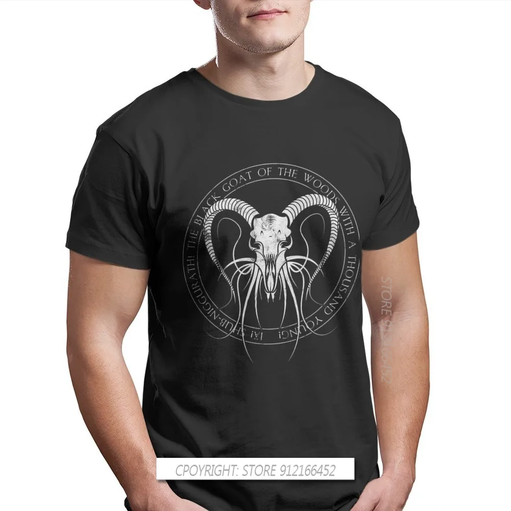 Cthulhu Mythos Lovecraft Horror Great Old Ones TShirts For Men Shub-Niggurath Sigil Oversize Graphic O-Neck Cotton Tops |