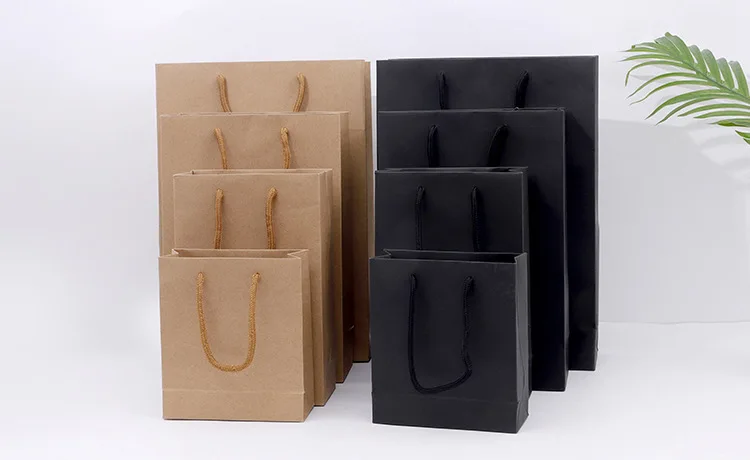 

PK-002 Optional Size Gift Hand Bag Vintage Jewelry Packaging Hand Bag Kraft Paper Packaging Bag Simple Style Jewelry Hand Bag