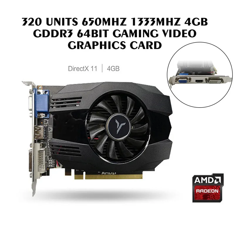 Игровая видеокарта Yeston R5 240 4GD3 VA 320 блок 650 МГц 1333 4 Гб GDDR3 64Bit игровая