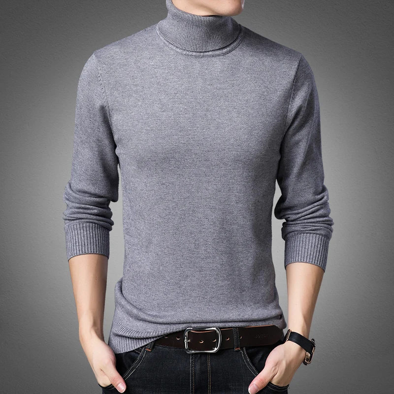 

2020 autumn and winter high collar thick warm sweater men's pullover brand men's sweater Slim men's Knitted sweaters (10 colors)