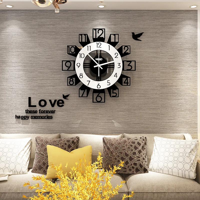 Бесшумные большие настенные часы с наклейками на стену современный дизайн домашние декоративные кварцевые часы для гостиной акриловые часы
