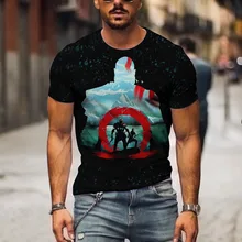 Camiseta con estampado concisa 3D para hombre, Camiseta deportiva informal de manga corta de gran tamaño, transpirable, Hip Hop, de moda, de verano