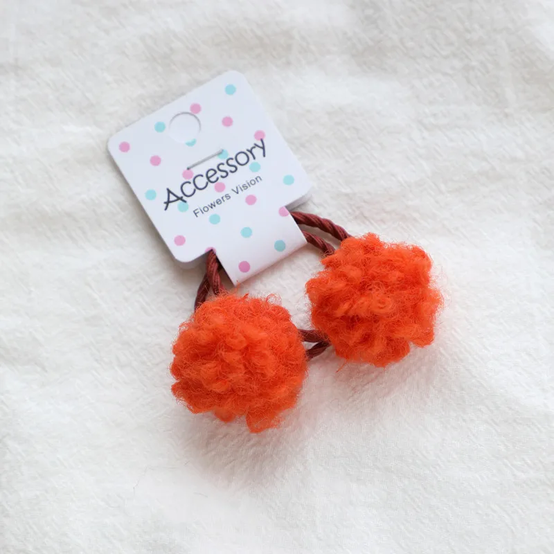 2 шт./лот, модные милые шарики, помпон для волос, галстук, кавайные кружевные эластичные резинки для волос, резинка для волос - Цвет: 2 orange