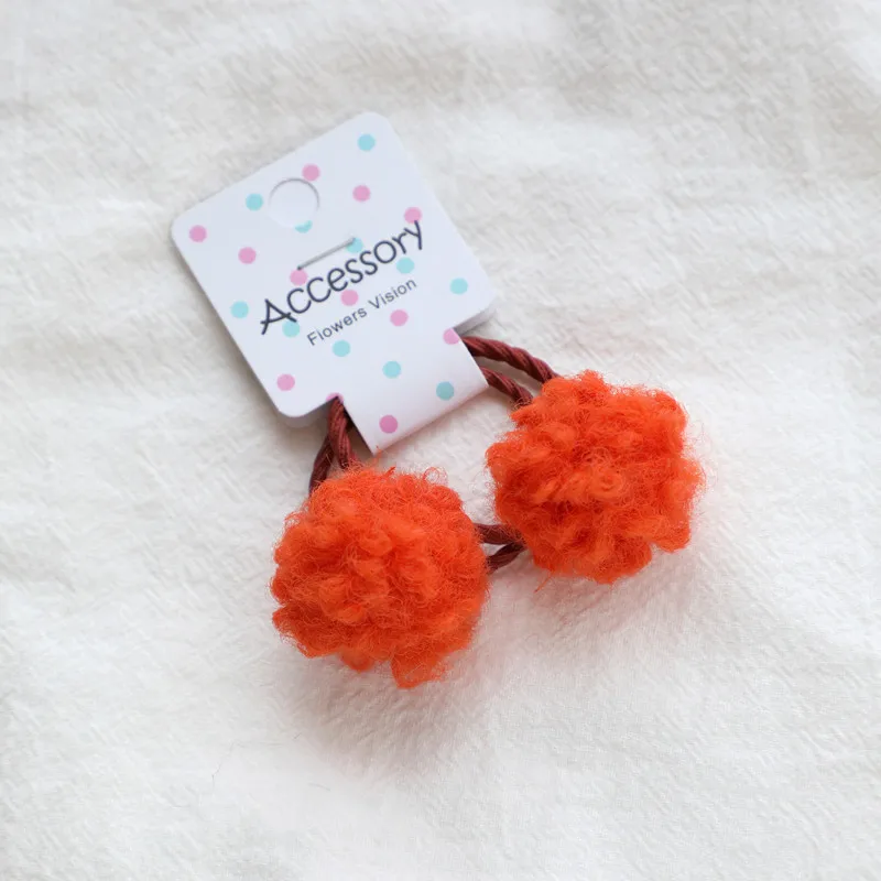 2 orange 2 шт./лот, модные милые шарики, помпон для волос, галстук, кавайные кружевные эластичные резинки для волос, резинка для волос - Цвет: 2 orange