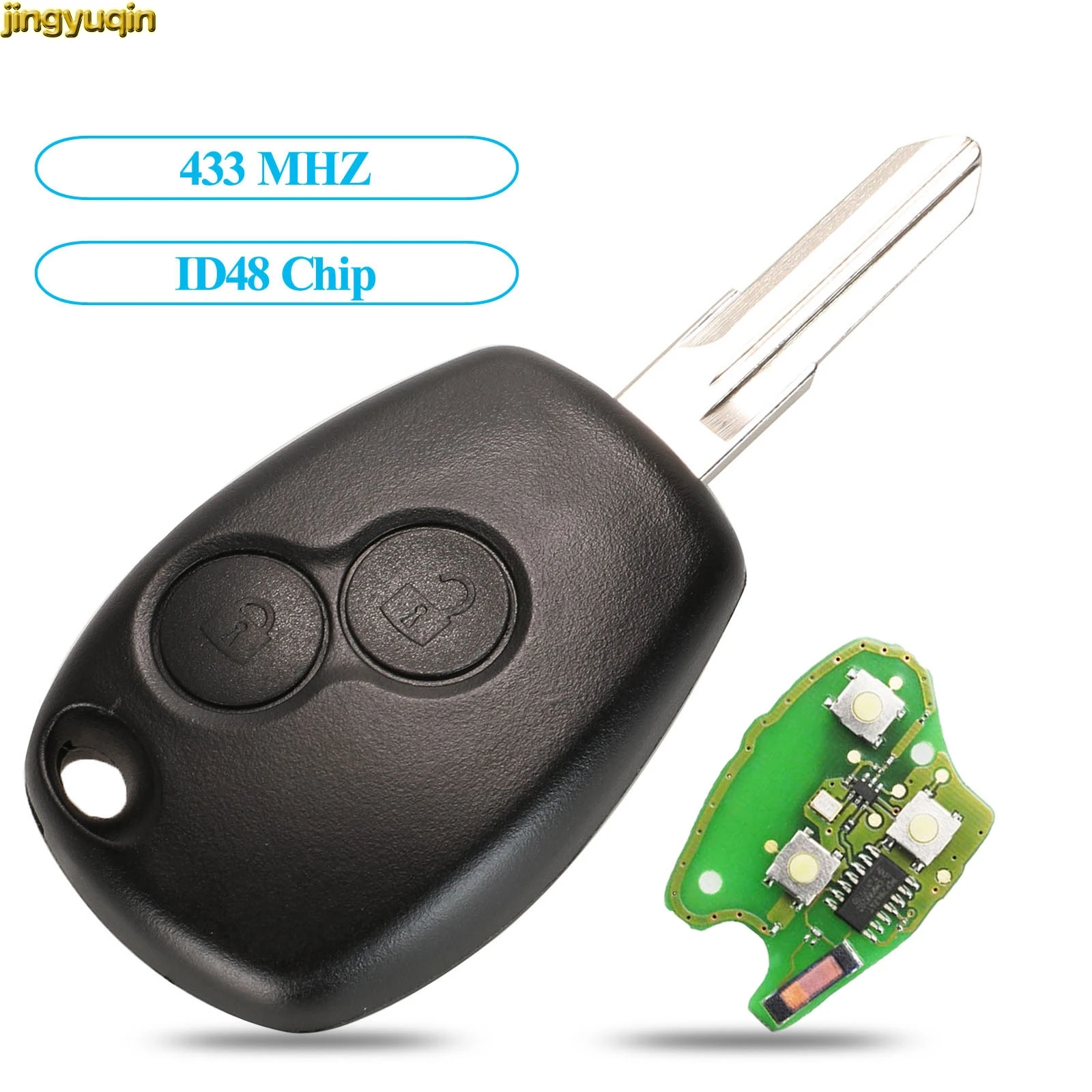 jingyuqin 2 Кнопка PCF7946 / PCF7947 433mhz Chip 48 автомобилей Ключ для Renault Megane Modus Clio Kangoo Logan Sandero