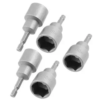 

5 Pcs 1/4" Shank 18mm Socket Magnetic Hex Wrench Nut Driver Bits