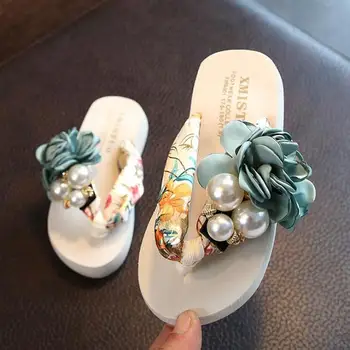 

New 2020 Sweet Summer Beach Shoes Cute Flowers Sandals Princess Girls Shoes Slippers Anti-skid Flip Flops Fashion Women Swimming