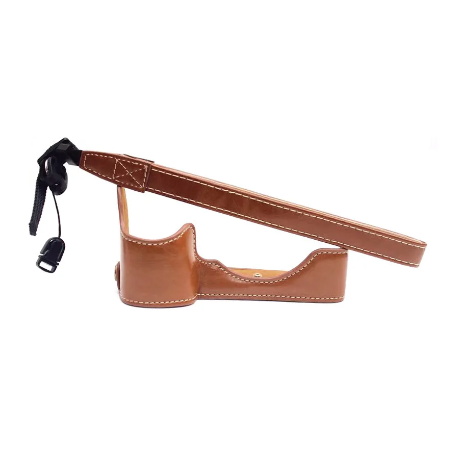 Brown with strap Сумка для камеры чехол PU Ручка для sony ILCE-7RM4 A7R IV A7R4 чехол для камеры - Цвет: Brown with strap