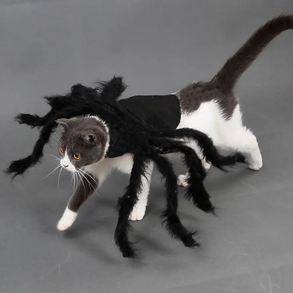 Halloween Pet Spider Clothes Puppy Plush Spider Cosplay Costume For Dogs Cats Party Cosplay Funny Outfit