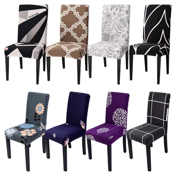 

Spandex Elastic Printing Dining Chair Slipcover Modern Removable Anti-dirty Kitchen Seater Case Stretch Chair Cover for Banquet