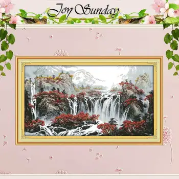 

Autumn Mountain with Fountains Counted Cross Stitch 11CT 14CT Cross Stitch Sets Chinese Cross-stitch Kits Embroidery Needlework