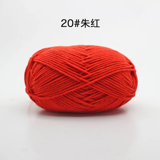 Hot Sale Multi Color Cotton Silk Knitting Yarn Soft Warm Baby Yarn for Hand Knitting thread Supplies 50g/lot No.20 Vermilion