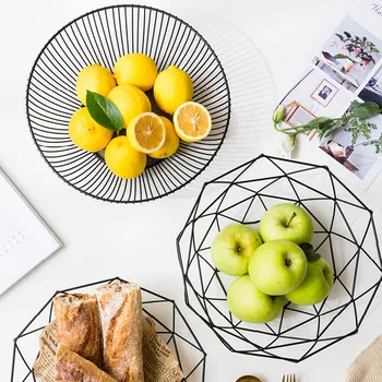 

Nordic Metal Storage Basket Home Desktop Sundries Finishing Iron Basket Kitchen Vegetable Fruit Organizer Basket Black