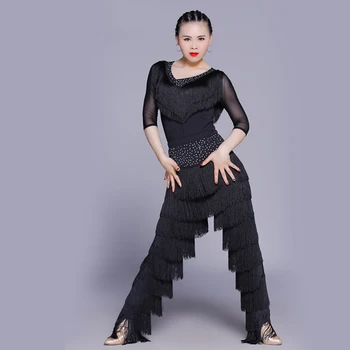 

Professional Adult Women Cha cha Latin Dance Pants With Fringe Latin Dance Costumes