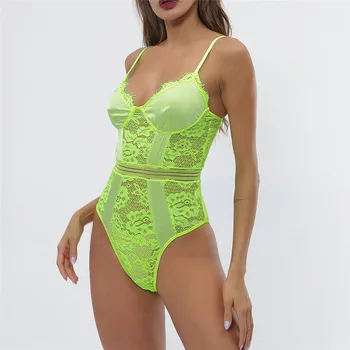 

Bodycon New Patchwork Satin Lace Bodysuit Hollow Out Women Bodysuits 2019 Body Mujer Black White Sexy Rompers Skinny Strap M0276