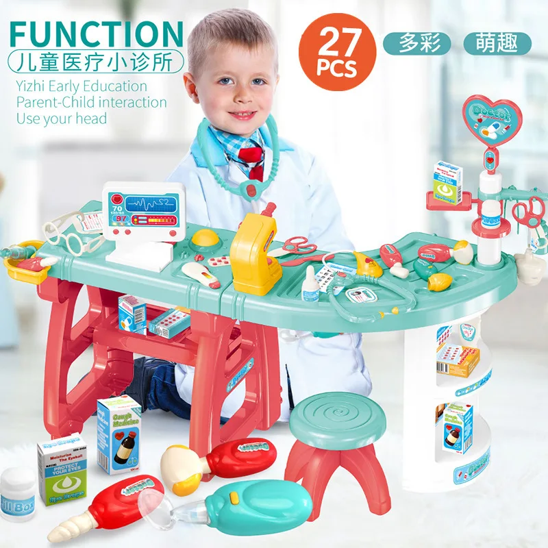 

Children Feature Model Play House Doctor Toy Doctor Set Echometer Injection Small Clinic Medical Care Units Set