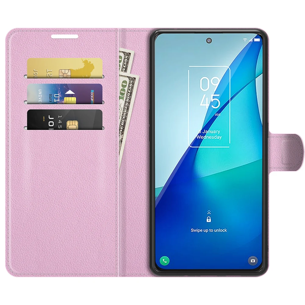 LINER Cover Portafoglio Per TCL 20 Serie (5G/S/L/L+/L Plus) | Pelle Premium PU | Retro Design | Slot Carte E Supporto Video | Chiusura Magnetica - Nero