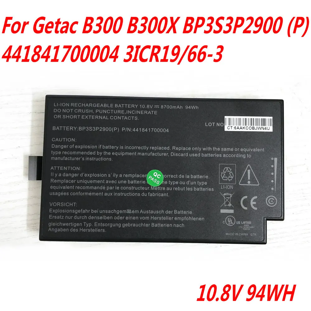 Batteria Originale 10.8V 94Wh Multimedia Bay Per Getac B300 B300X Bp3S3P2900 (P) 4418144000490 3 Icr19/66-3 94Wh