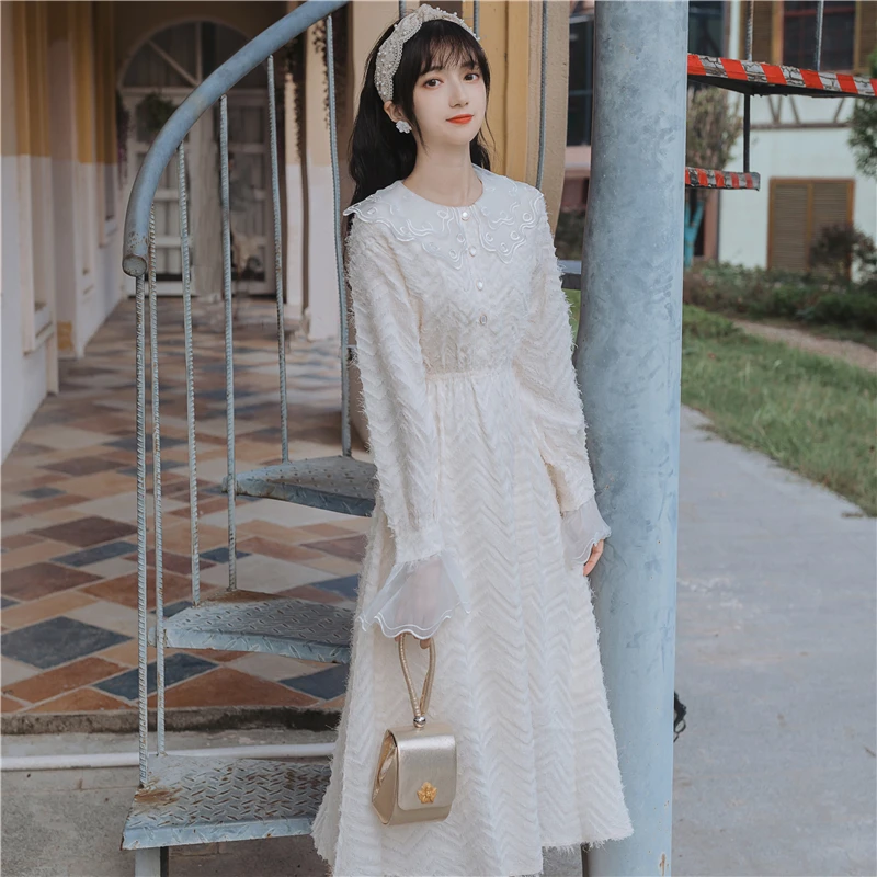 Autumn and winter sweet Eva led to collect waist tassel dress feather fairy horn sleeve dress chic tender