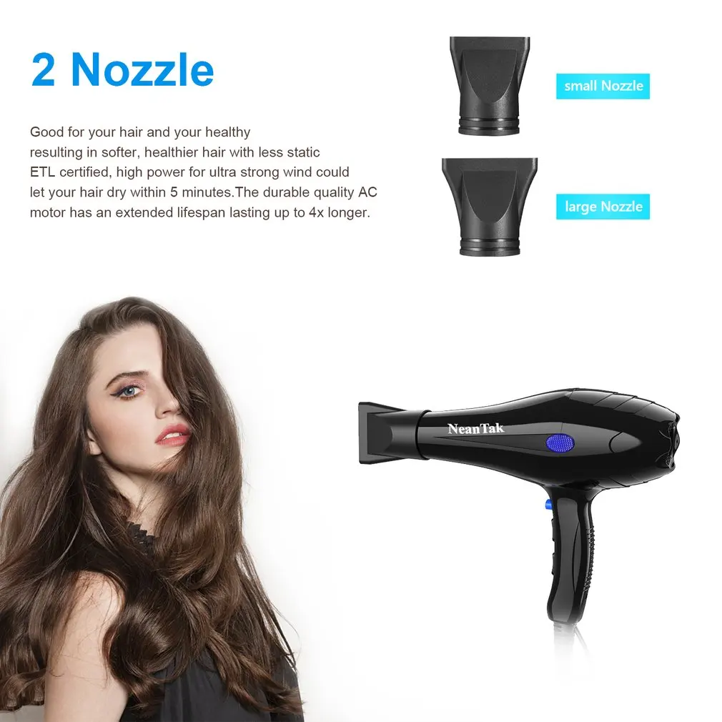 Professional Electric Hair Dryer Hair Blower Far Infrared Low Noise Hair Salon Styling Tools Blower Travel Home Use