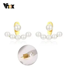 Vnox, элегантные 2 в 1 серьги-гвоздики из искусственного жемчуга для женщин, нержавеющая сталь, многоходовые серьги, женские серьги для вечеринки, украшения