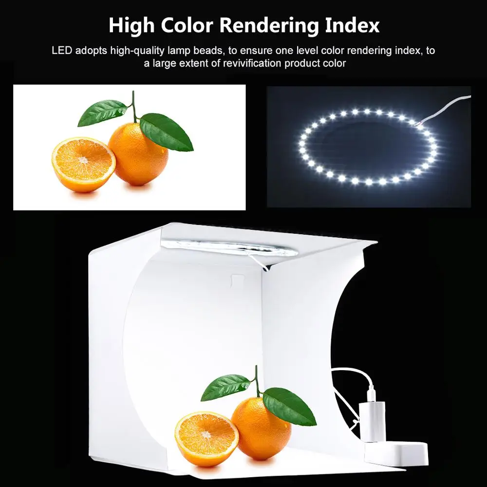 PULUZ 20cm Mini LED Ring Light box Lightbox Photo Studio Box Photography Light Studio Shooting Tent Box Kit & 6 Color Backdrops