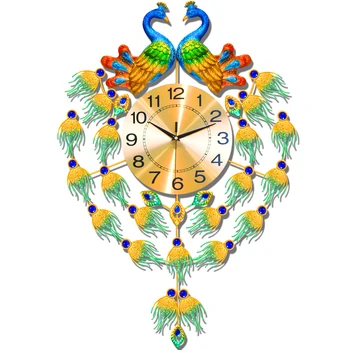 

Peacock Wall Clock Modern Design Creative Luxury Luminous Silent Wall Clock Digital Big Quartz Reloj Mural Home Decor WF50WC