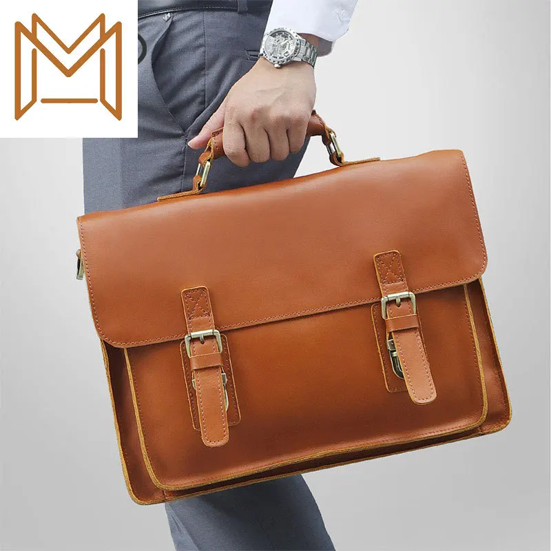 

Head Layer Genuine Leather Business Affairs Package Cowhide Briefcase 14 Computer Package