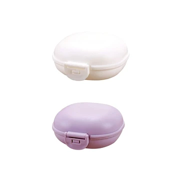 

2x Box Soap Holder, Soap Case for Home Outdoor Hiking Camping Gym--White & Purple