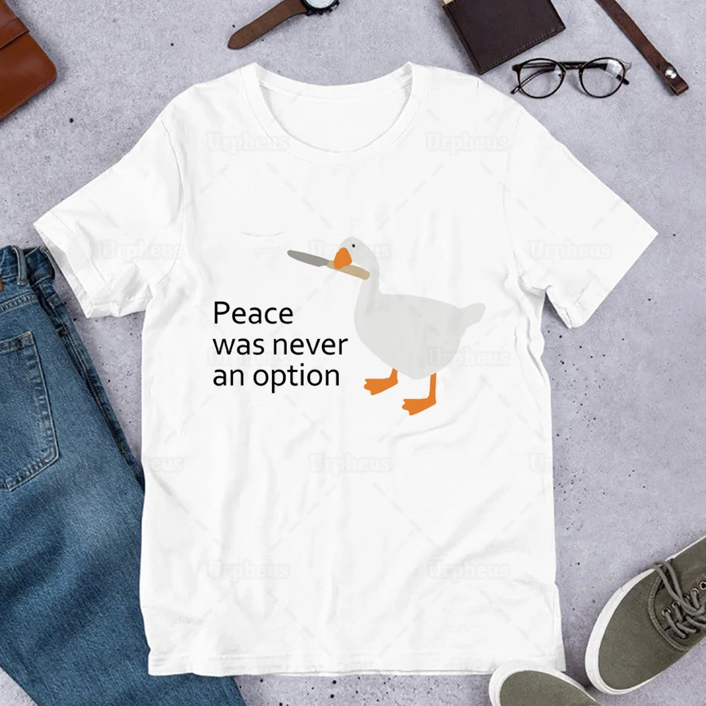 Забавная футболка Peace Was Never An Option с принтом гусиных игр ножей в стиле хип-хоп |