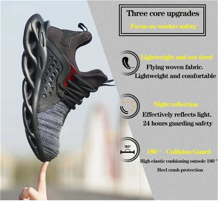 Work shoes Waterproof Platform Safety Shoes Anti-smash Anti-stab Breathable Comfortable Wear-resistant Casual Sports Safety Shoe