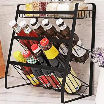 

Black Seasoning Rack, Kitchen Storage Rack, Seasoning Storage Rack, Oil Salt Sauce Vinegar Rack, Seasoning Storage Rack