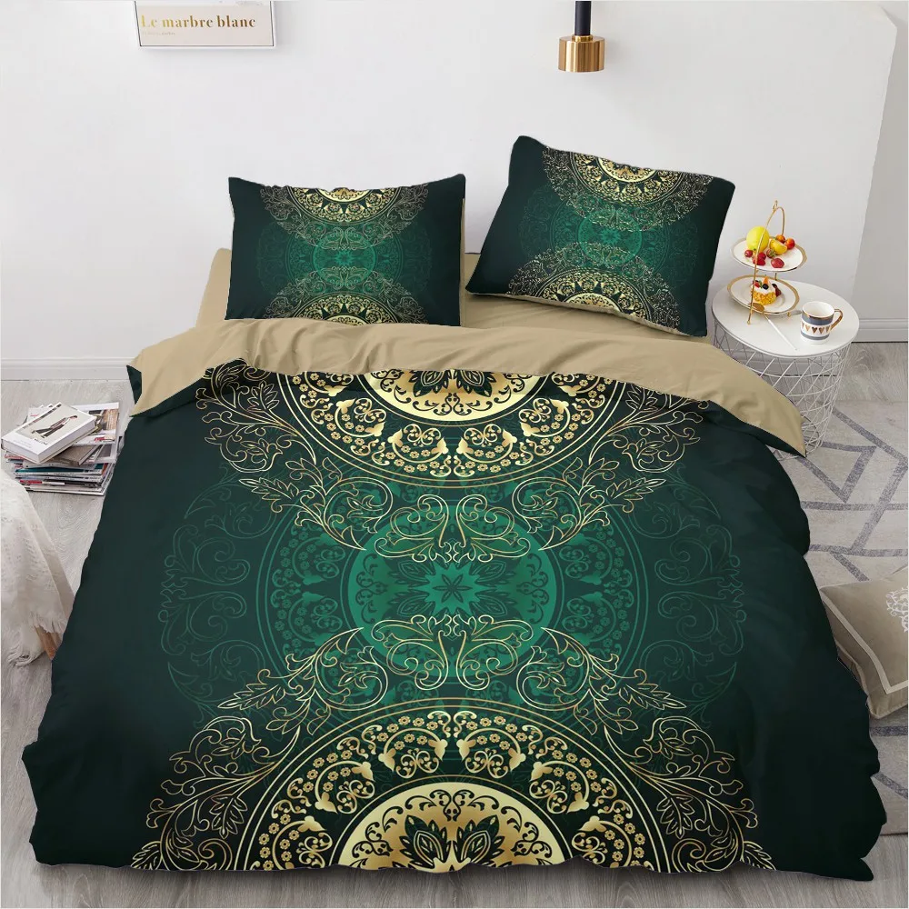 3D Luxury Duvet Cover Set Bedding Sets Green Comforther Cases Quilt Covers Pillow shams Queen Full Twin Single Size Bed Linen | Дом и сад
