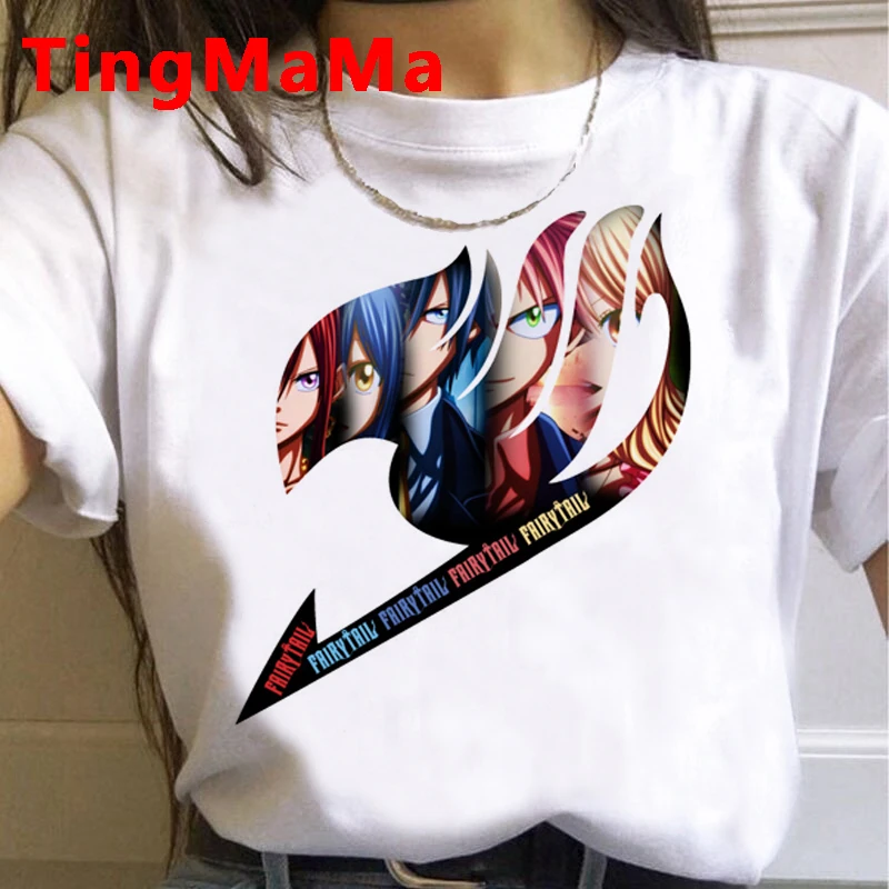 Camiseta de cola de Hada de Anime japonés para mujer, Tops Kawaii para mujer, camiseta Unisex con gráfico de dibujos animados divertidos, camiseta de los años 90 para mujer 2021