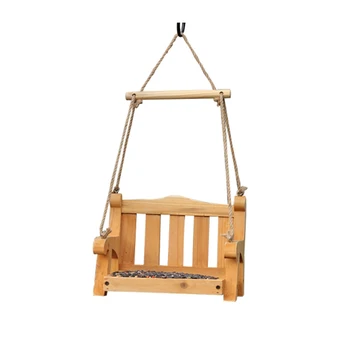 

Food Container With Rope Bird Feeder Pine Wood Porch Decoration Swing Chair Outdoor Garden Parrot Hanging Hummingbird Portable