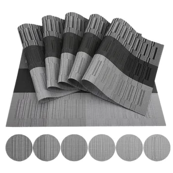 

Set Of 12 PVC Vinyl Placemats for Dining Table Runner Woven Coaster Mats Kits Kitchen Accessories Cup Wine Pads Home Party Decor