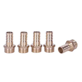 

5 Pcs 1/2inch PT Male Thread to 14mm Hose Barb Brass Straight Coupling Fitting