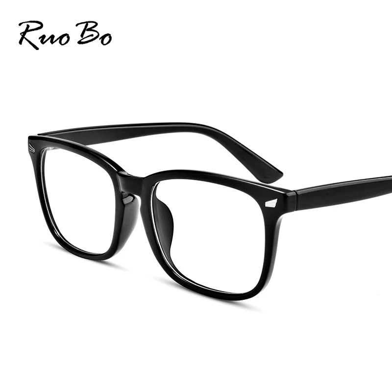 RUOBO Rivet Anti Blue Light Glasses Frame For Men Women Transparent Optical Spectacle Eyeglass Computer Blue Blocking Eyewear blue lens glasses