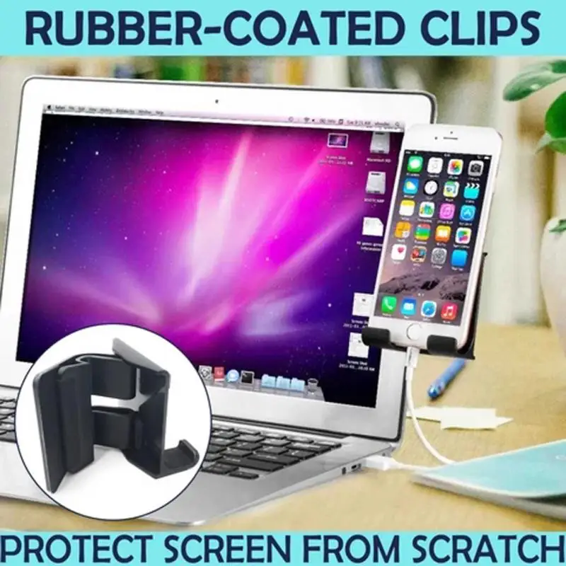

Multi Screen Support Computer Laptop Screen Side Phone Holder Laptop Side Mount Bracket Adjustable Phone Stand Holder Clip TSLM1